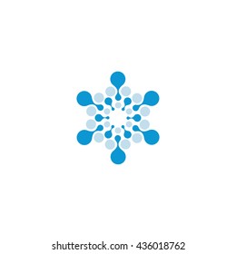 Vector isolated sun logo design template. Abstract dots symbol. Icon round shape.