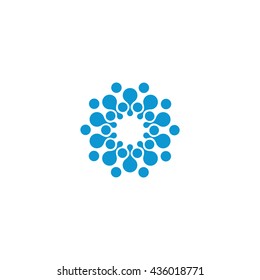 Vector isolated sun logo design template. Abstract dots symbol. Icon round shape.