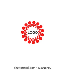 Vector isolated sun logo design template. Abstract dots symbol. Icon round shape.