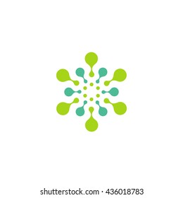 Vector isolated sun logo design template. Abstract dots symbol. Icon round shape.