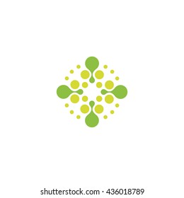 Vector isolated sun logo design template. Abstract dots symbol. Icon round shape.