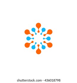 Vector isolated sun logo design template. Abstract dots symbol. Icon round shape.