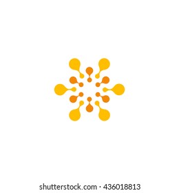 Vector isolated sun logo design template. Abstract dots symbol. Icon round shape.