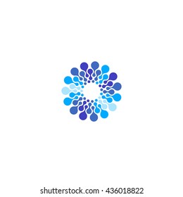 Vector isolated sun logo design template. Abstract dots symbol. Icon round shape.