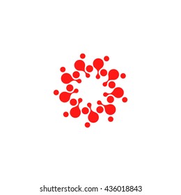 Vector isolated sun logo design template. Abstract dots symbol. Icon round shape.