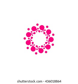 Vector isolated sun logo design template. Abstract dots symbol. Icon round shape.