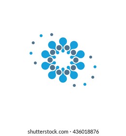 Vector isolated sun logo design template. Abstract dots symbol. Icon round shape.