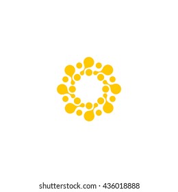 Vector isolated sun logo design template. Abstract dots symbol. Icon round shape.