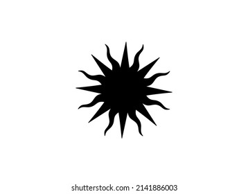Vector isolated sun solar symbol outline black colored silhouette shadow