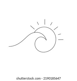 Vector isolated sun   wave simple line icon  logotype  symbol