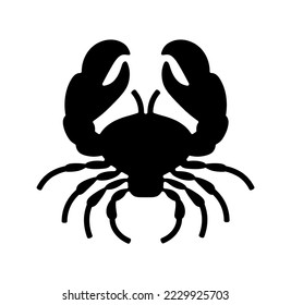 Vector isolated symmetrical crab with big claws top view cancer zodiac sign symbol colorless black and white outline silhouette shadow shape stencil