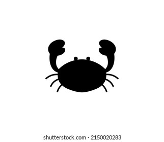 Vector isolated symmetrical crab with claws symbol outline black colored silhouette shadow