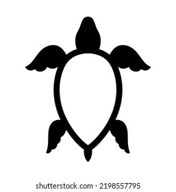 Vector Isolated Symmetrical Sea Turtle Top View Colorless Black And White Sihouette Shadow Shaoe Frame