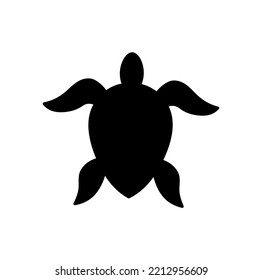 Vector Isolated Symmetrical Sea Turtle Top View Symbol Colorless Black And White Outline Silhouette Shadow Shape