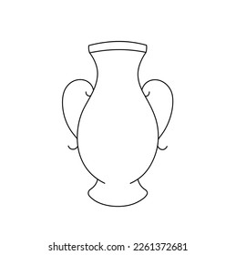 Vector isolated symmetrical vase with two handles colorless black and white contour line easy drawing