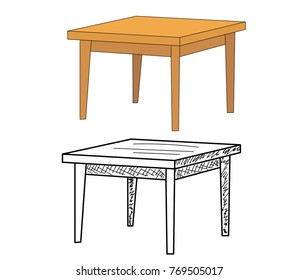 vector, isolated table, sketch of a table