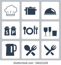 Vector isolated tableware icons set