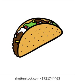 Vector Isolated Taco Cartoon Illustration