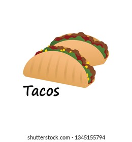 Vector isolated taco icon. Mexican food 
