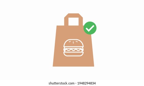 Icono de la bolsa de escape o signo con una hamburguesa