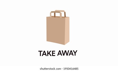 Vector Isolated Take Away Bag Icon or Sign. Take Away Food Icon