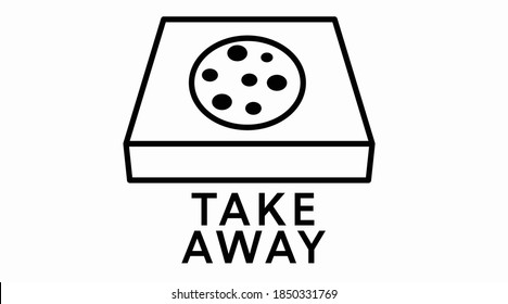 Vector Isolated Take Away Icon or Sign, with a Pizza Box. Pizza Box Icon