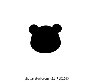 Vector isolated teddy bear head in full face symbol outline black colored silhouette shadow