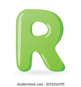 Vektor einzelne Vorlage Cartoon-Buchstabe R des englischen Alphabets.