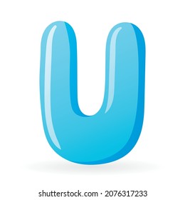 Vector isolated template cartoon letter U of the English alphabet.
