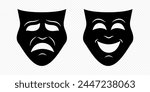 Vector isolated theatre mask icon set