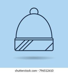 Vector isolated thin line icon of winter spotrswear - Hat. Winter sports, recreation and equipment