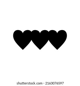 Vector isolated three slightly overlapping hearts black colored symbol