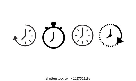 Vector Isolated Time and clock line icons. Set of vector linear icons.