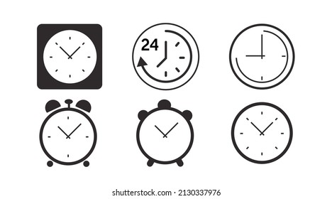 Vector Isolated Time and clock line icons. Set of vector linear icons.
