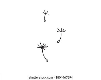 Vector isolated tiny simple dandelion spores seeds drawing