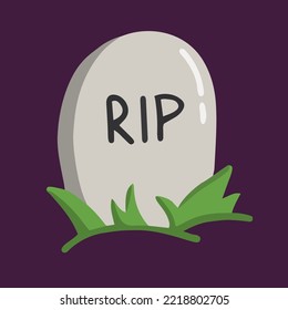 Vector isolated tombstone illustration in cartoon style