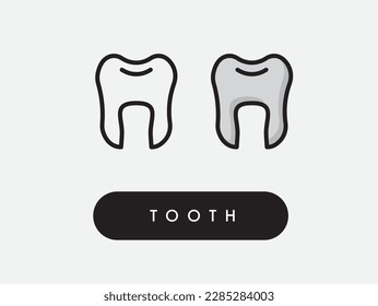 Vector isolated tooth line icon illustration