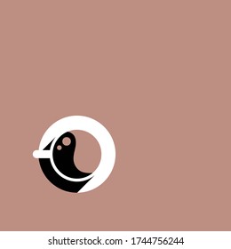 Vector isolated top view of a cup of coffee on brown background with empty space, three color concept, minimal concept, minimalism, monochrome, poster and postcard, illustration