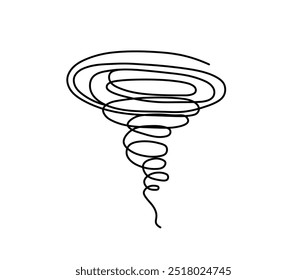 Vektor einzelne Tornado Linie freie Hand Zeichnung Blitz Doodle farblose schwarz-weiße Kontur Linie einfache Zeichnung