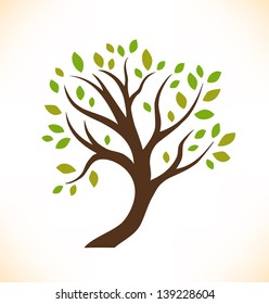 Vector isolated tree. Decorative stylized plant. Image of crown tree