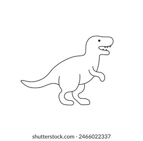 Vector isolated trex dino toy side view colorless black and white contour line easy drawing