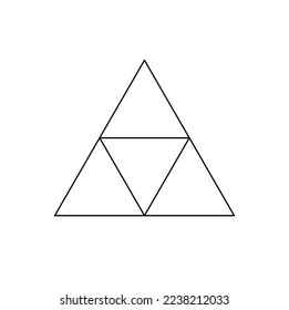 Vector isolated triangle geometric shape of four equilateral triangles colorless black and white contour line easy drawing