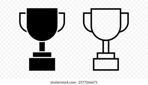 Vector isolated Trophy Prize icon in black fill and outline