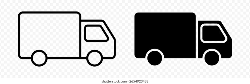 Vector aislado Icono de camión en contorno negro y relleno