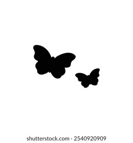 Vector isolated two butterflies big and small. Silhouette of a butterflies.