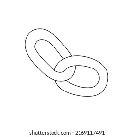 Vector isolated two connected chain links colorless black and white contour line drawing