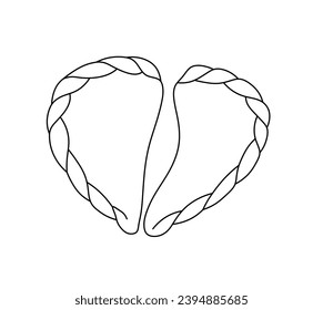 Vector aisló dos galletas o pasteles en forma de una línea de contorno blanco y negro incolora del corazón dibujando fácilmente