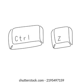 Vector isolated two keyboard keys ctrl z colorless black   white contour line drawing