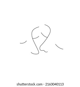 Vector isolated two line faces nose to nose simple graphic line work