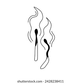 Vector isolated two pair couple burning wooden matches colorless black and white contour line easy drawing	
